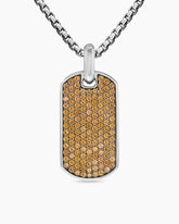 Chevron Tag in Sterling Silver with Orange Sapphires, 35mm